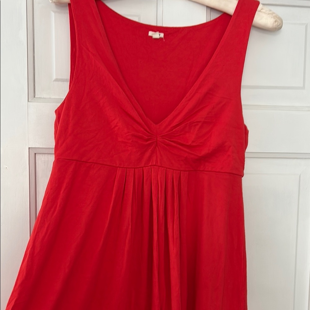 J Crew Red Sleeveless V-Neckline Dress